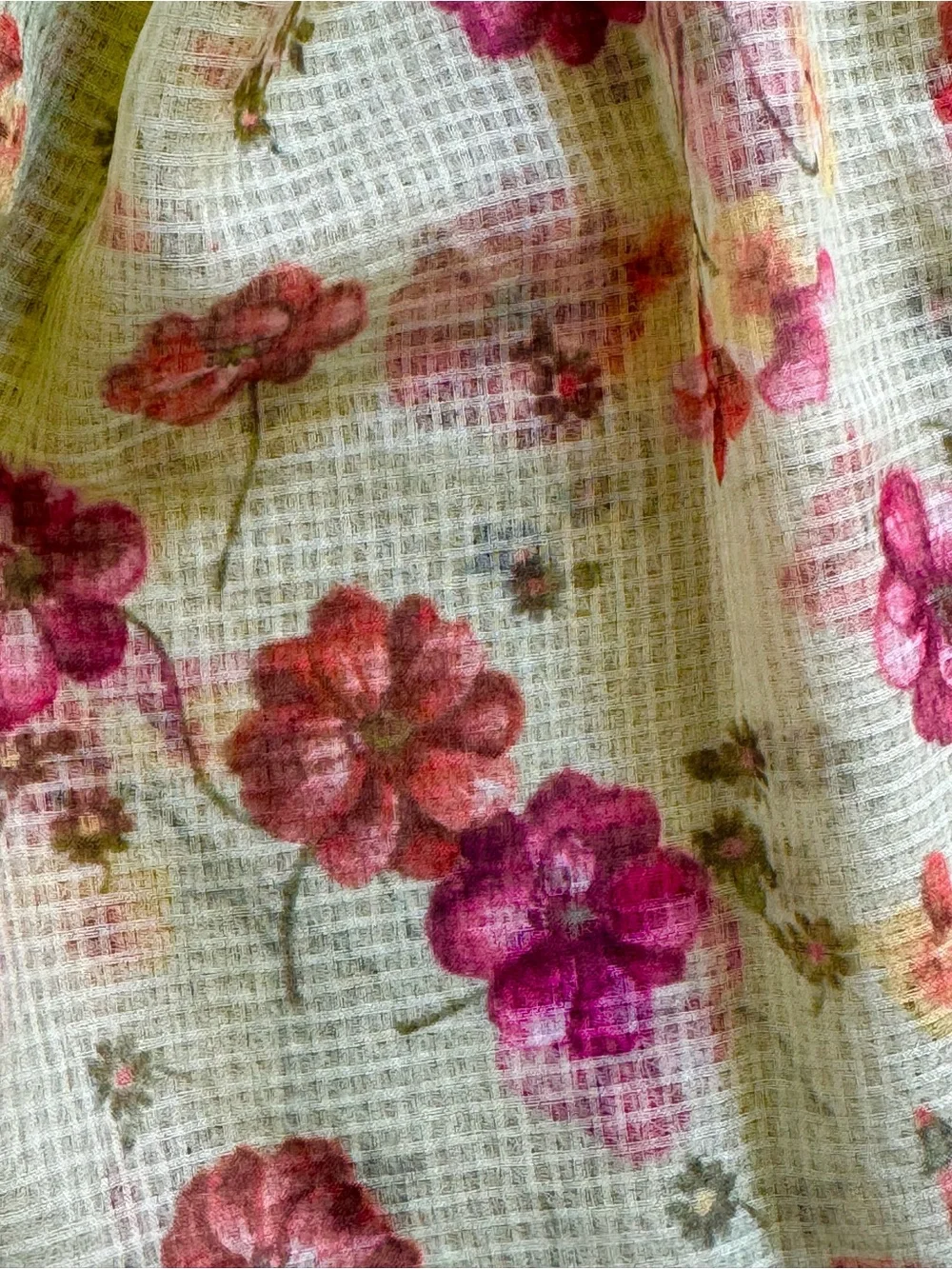 Light Green Floral Scarf - Women's Lightweight Spring Accessory